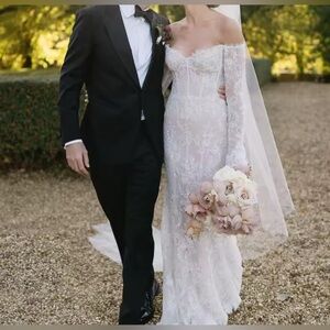 NEW $899 Delano White Lace Off-Shoulder Romantic White Dress